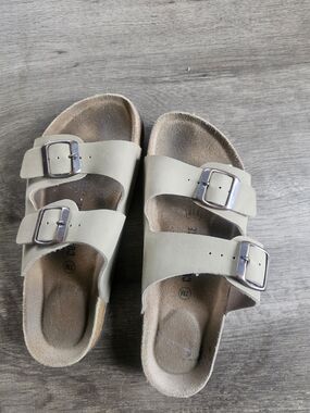 Kids' Double Buckle Slide Sandals in Beige
